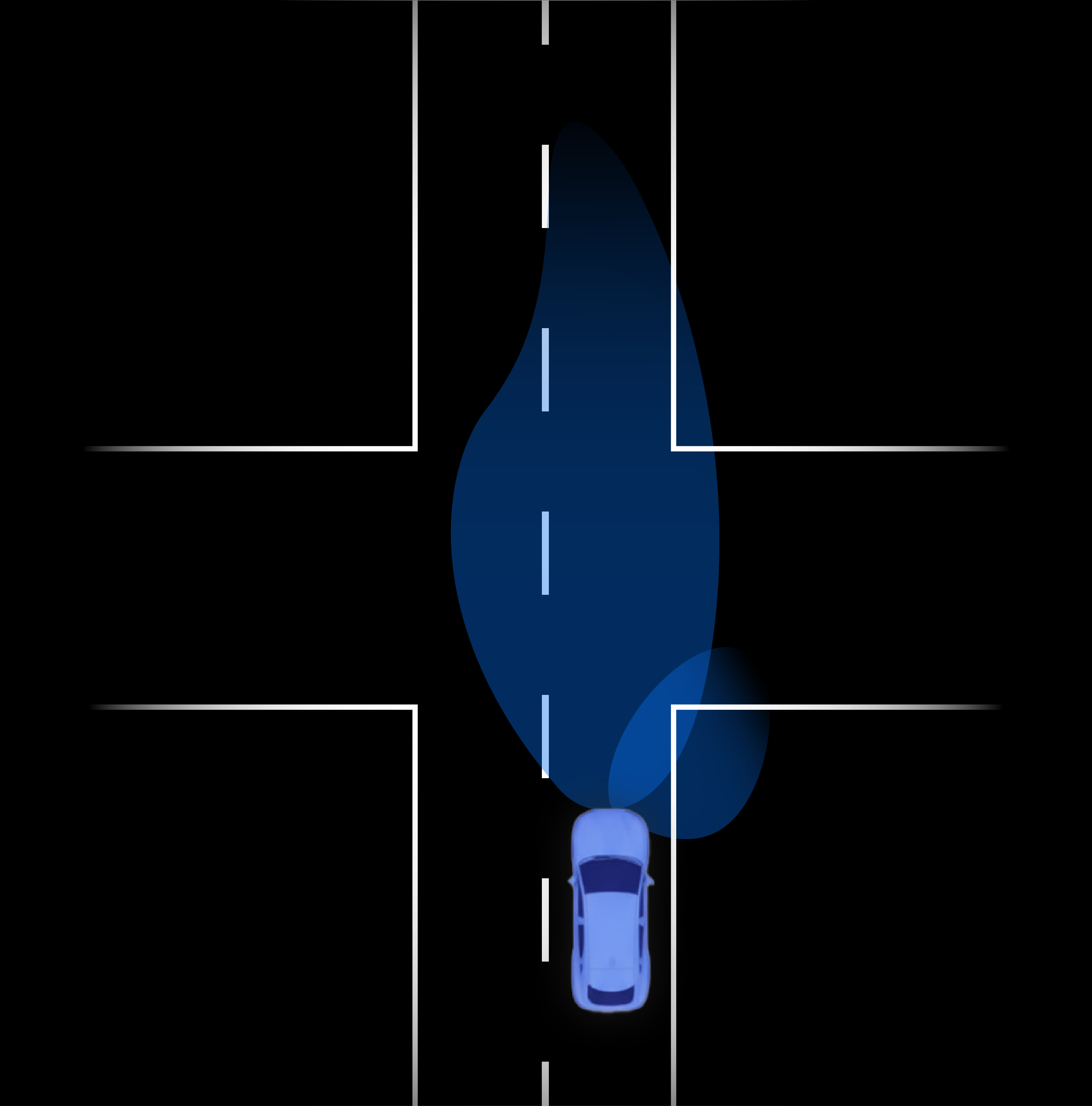 Sign-based Light function can adjust the beam pattern to better illuminate pedestrians and cyclists at junctions